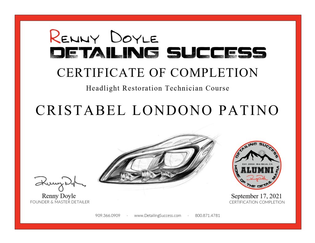 cristabel detailing success headlight restoration